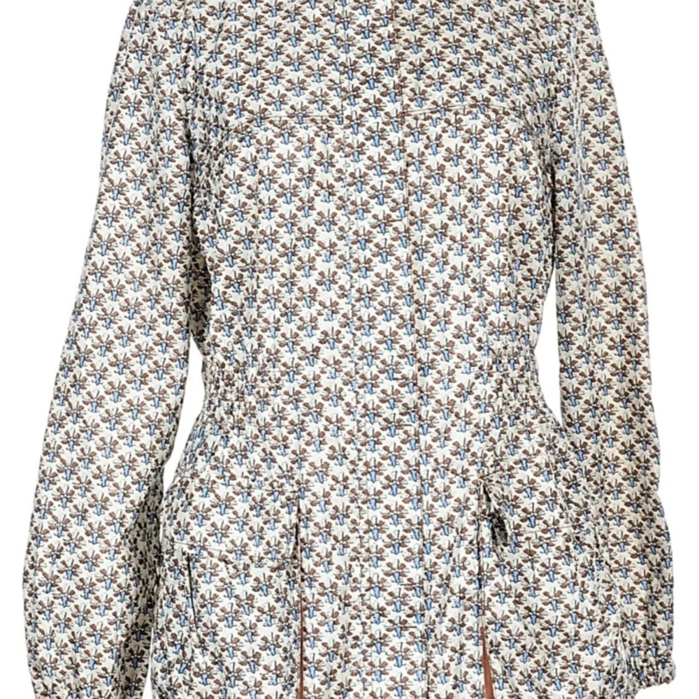 Tory Burch Blue and Brown Patterned Raincoat